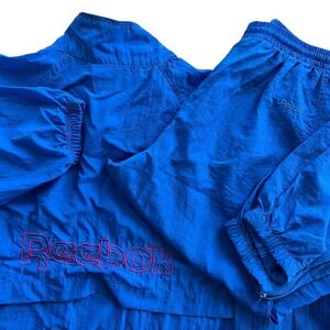 Vintage Reebok M Royal Blue Pink 90s Windbreaker Zip Jacket Pants Track Suit Set